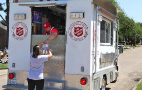 Salvation Army Food Truck Hands Out a Meal